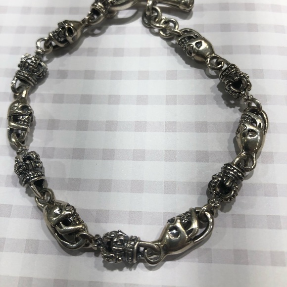 Skull-crown thin 925 silver Men’s Bracelet